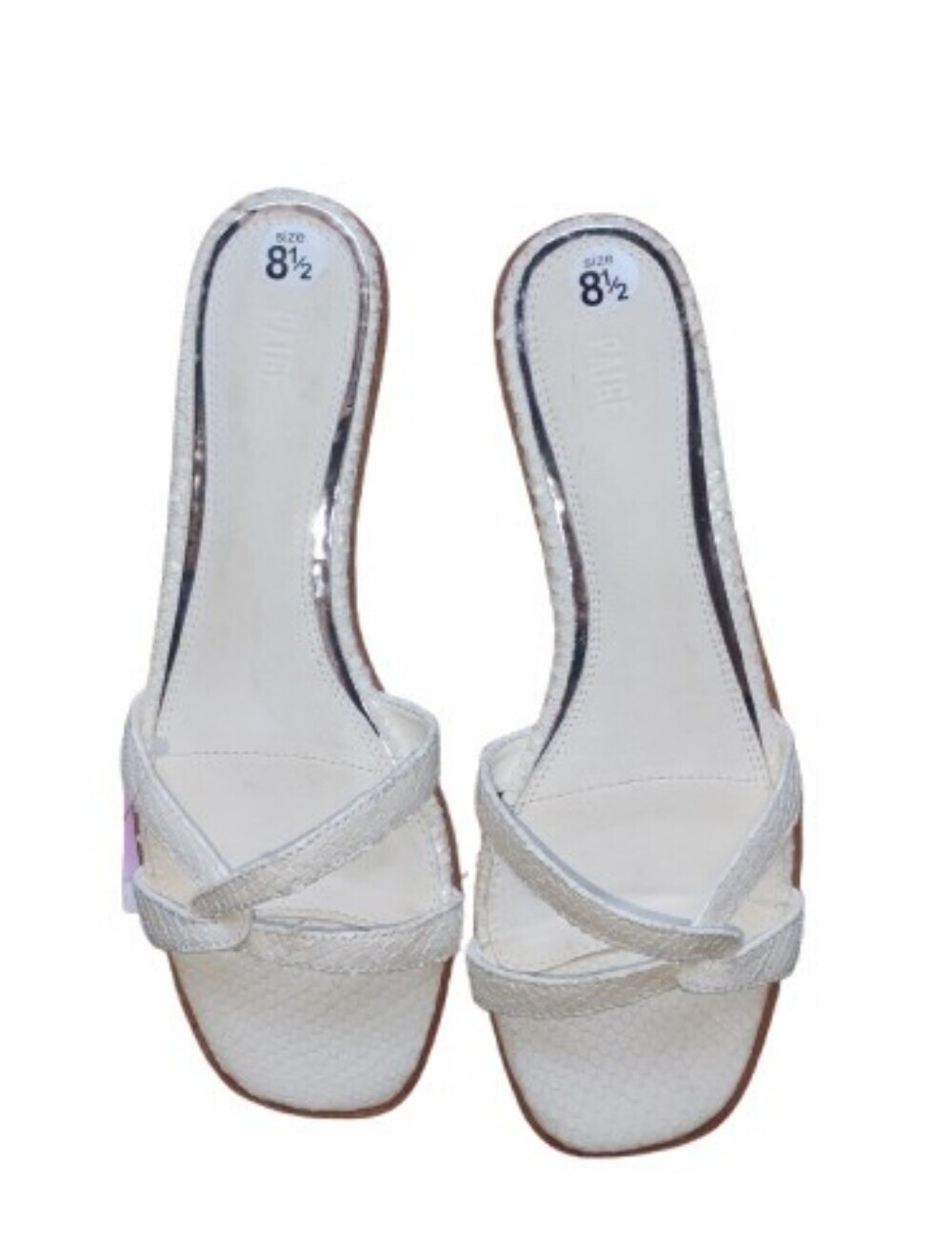 New Without Tags Paige Toby Snake‎ Embossed Leather Slide Sandals 8.5